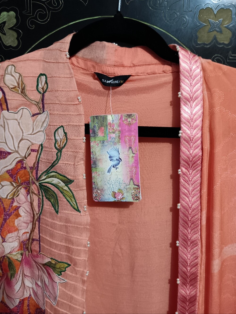 Sapphire Coral Floral Printed Kimono - Picture 8 of 10